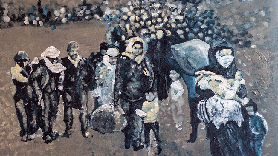 Mural que refleja la dura realidad de los refugiados a la que hemos asistido impotentes en los últimos años