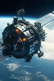 A satellite circling Low Earth Orbit, symbolizing the strategic importance of LEO in modern global communications and defence