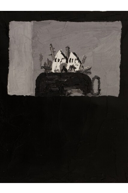 Christian Vinck, Guston revisitado, catalogo blanco y negro 3, 2014, Oil on canvas, 26,5 x 20,5 cm
