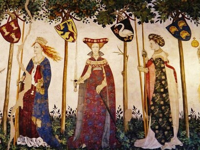 Ciclo di affreschi "I Prodi e le Eroine", sala baronale, Castello della Manta, Manta, provincia di Cuneo, Italia