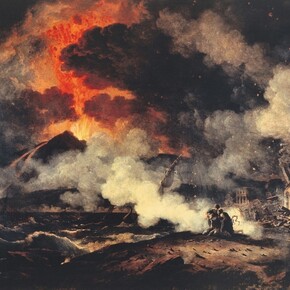 Pierre-Henri de Valenciennes,
Eruzione del Vesuvio del 24 agosto dell’anno 79 d.C., sotto il regno di Tito,
1813. Olio su tela, 148 x 196 cm, 
Toulouse, Musée des Augustins
