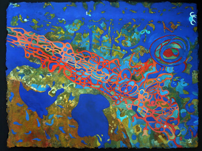 Callie Hirsch, Submergence III, 2023, on handmade black paper, 19"x25.5". Courtesy of Kate Oh Gallery