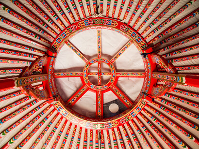 Roof inside a Mongolian Yurt. Photo by Lilja Jons
