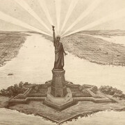 Pierre Petit, según Auguste Bartholdi, La Estatua de la Libertad en el puerto de Nueva York (detalle), 1875. Cortesía del Museo de Orsay
