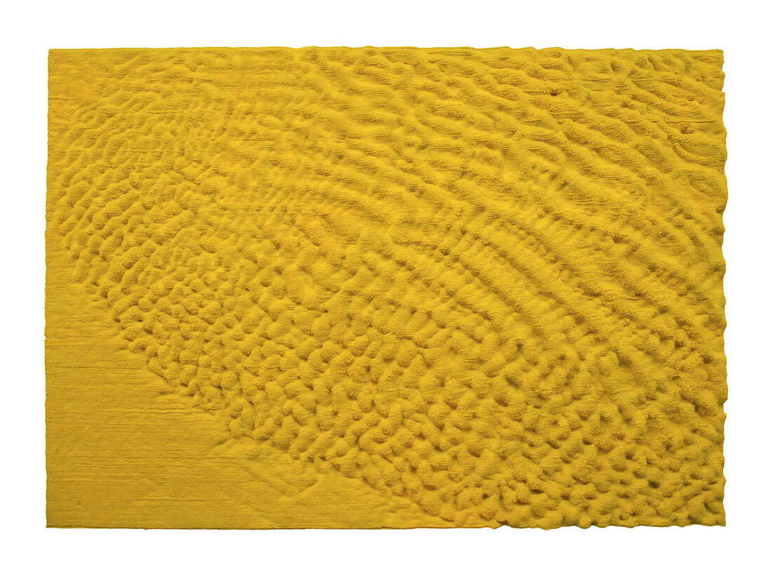 Loris Cecchini, Stratashades (yellow), 2014, Synthetic Felt and iron, 200 x 140 x 9 cm / 78.7 x 55.1 x 3.5 in