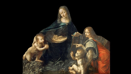 La Vergine delle Rocce di Leonardo da Vinci, particolare
