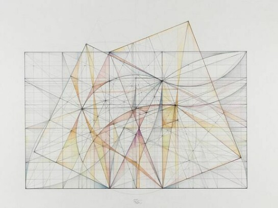 Mark Reynolds, The Greater and Lesser Dyad Series: Two Ogee Curves, 12.11, 2011, Graphite, pastel and colored pencil on cotton paper, 14 7/8 x 22 inches