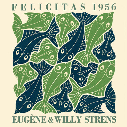 Maurits Cornelis Escher, Acqua, biglietto di auguri per il 1956, 1952 xilografia in colori verde e blu,stampata
da due blocchi, con stampa tipografica in grigio 155 x 135 mm Collezione Federico Giudiceandrea. All M.C. Escher works © 2014 The M.C. Escher Company. All rights reserved