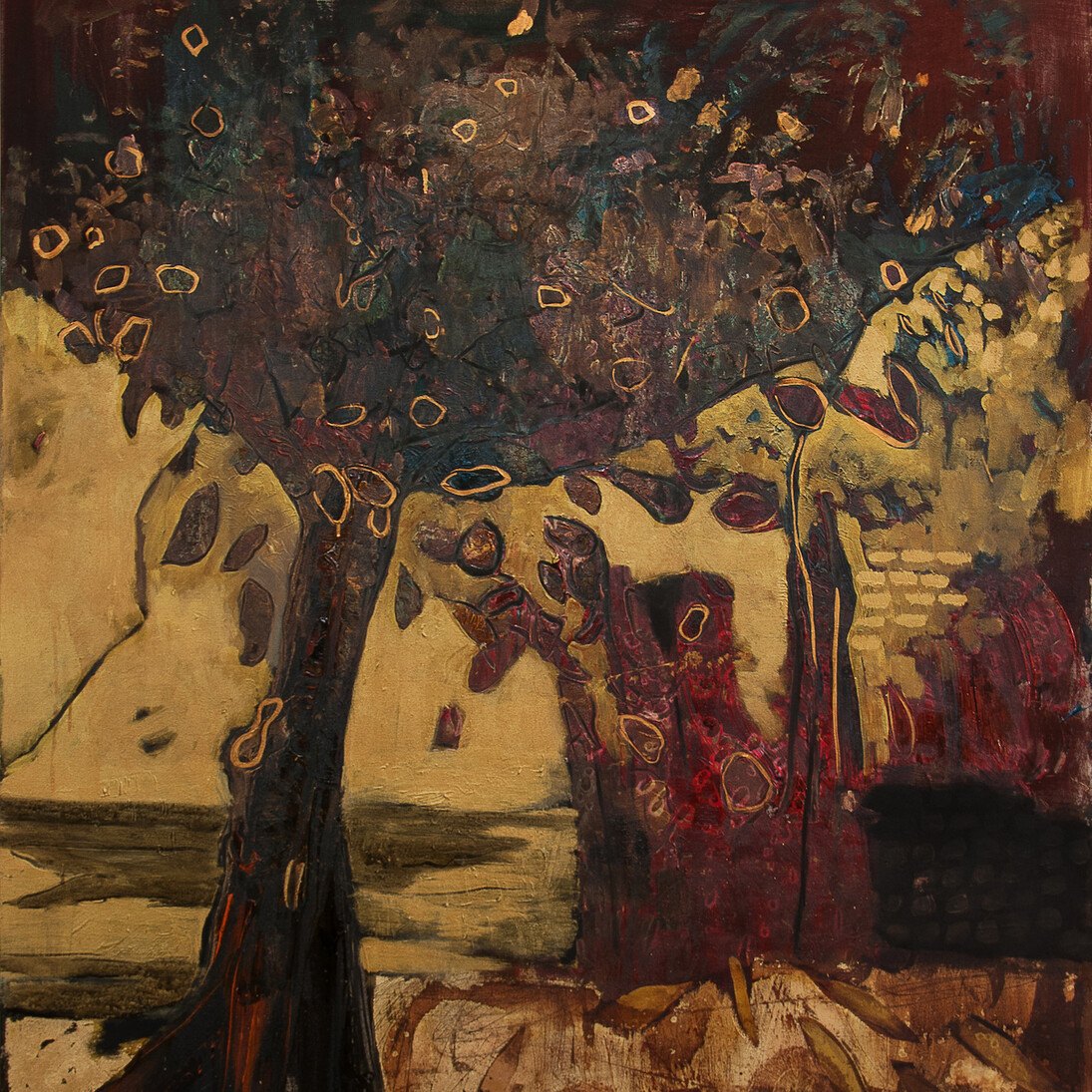 Albero dei sogni, 160x130 cm, mixed media on canvas, 2016. Courtesy of Maddox Gallery