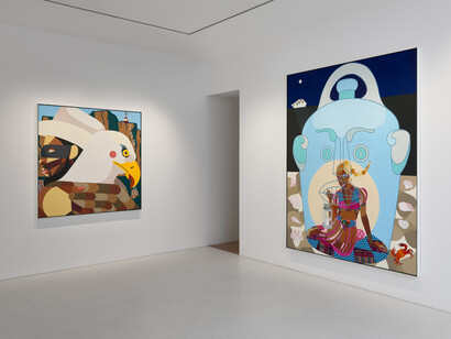 Derrick Adams, Situation comedy, exhibition view. Courtesy of Gagosian