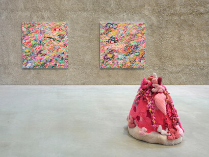 Ayako Rokkaku, Scenery in the process of being formed, exhibition view. Courtesy of König Gallery