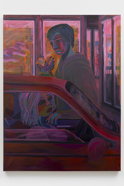 Danielle Roberts, Inflation, 2023,
acrylic on linen,
48 x 36 in,
121.9 x 91.4 cm. Courtesy of the artist and Micki Meng Gallery