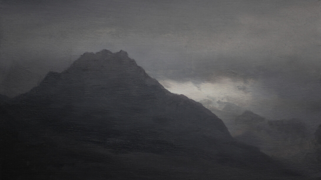 Tryfan I, Oil on Board,  2015, 14 X 19 cm.