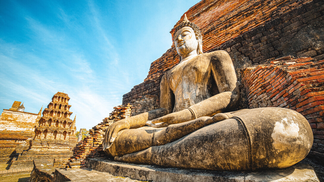 A statue of Buddha, in Wat Mahathat, Thailand