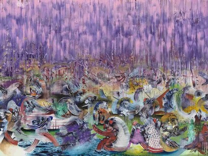 Ali Banisadr, The Lesser Lights 2014 Oil on linen 208.3 x 304.8 cm / (82 x 120 in), Image courtesy of the artist and Blain|Southern © the artist, Photo: Jeffrey Sturges, 2014