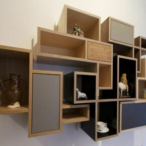 Sam Scott, Shelved 1, 2014, with selection of work from various artists, installation view of Mixed Display 2014 at Marsden Woo Gallery, photo © Philip Sayer, courtesy of Marsden Woo Gallery, London