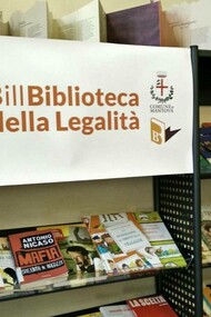 The BILL, Biblioteca della Legalità (Library of Legality) shelves with books and publications on the culture of legality and justice