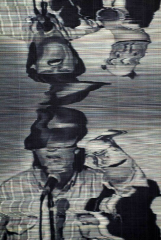 Elizabeth Gossling, Ventriloquist (Dan Horn & Orson), 2011, Digital print on archival paper, 350 x 152 cm. Photographed by Stuart York