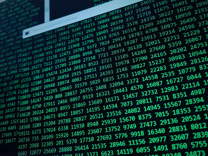 A series of cypher numbers on a computer screen