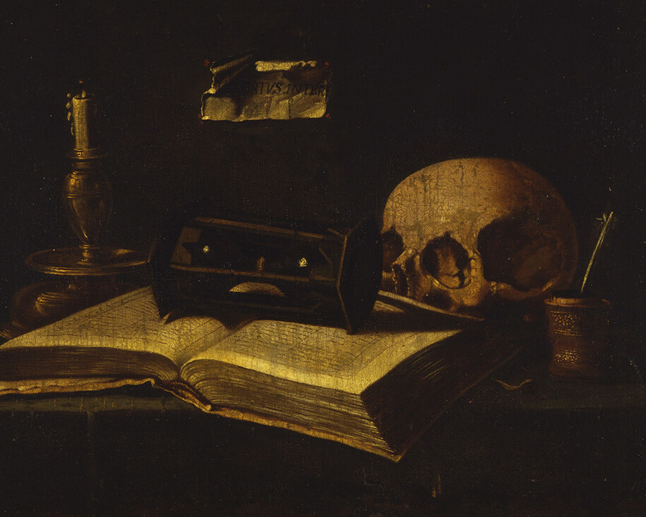 Autor anónimo
«Vanitas», século XVII. Óleo sobre tela. 50 x 60 cm. Museu Nacional de Arte Antiga. Inv. 1629 PINT.Fotografia: Direção-Geral do Património Cultural/Arquivo de Documentação Fotográfica. José Pessoa
