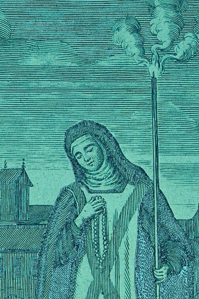 "Monja que escapó de ser quemada en la hoguera tras arrepentirse", grabado, Benard Picart, 1722