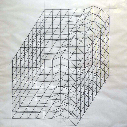 Gianni Colombo, Spazio elastico, 1967, Ink and pencil on paper, 55 x 49.7 cm