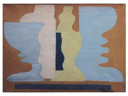 Serge Charchoune, Les verres verts, 1927, oil on canvas, 9.5x13 inches. Courtesy of Rosenberg & Co.