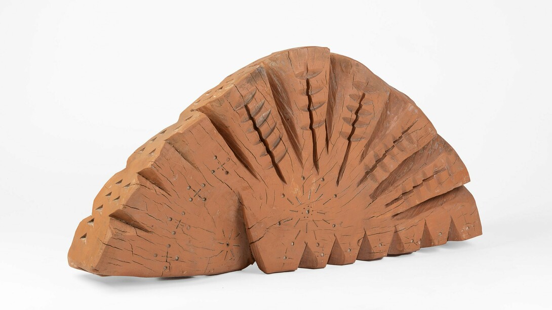 Randall Wilson, Untitled Carving XIV, 2023, cottonwood finished with paint,
17 1/2 x 35 1/2 x 6 inches. Courtesy of the artist and Gerald Peters Contemporary
