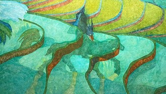 Ombre sulle risaie, 2002, olio su carta rintelata
