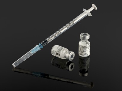 Vial and syringe from the first COVID-19 vaccination. Science Museum Group. Courtesy of National Museum of Scotland