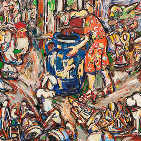 Viola Frey, Studio view: woman and vase, 1982. Courtesy of The Pit 