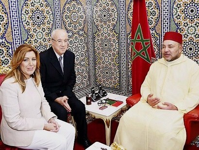 King Mohammad VI with President of Regional Government of Andulusia, Susana Díaz, Rabat, , Morocco, 2014