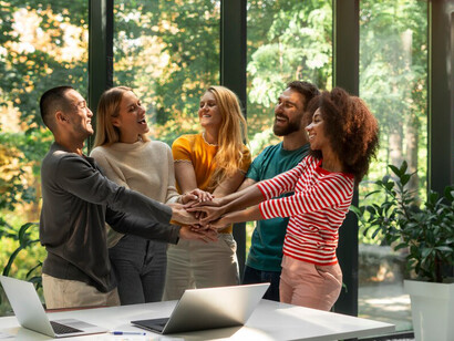 Members of a labor union working together, highlighting the role of personality diversity in promoting effective collaboration and teamwork