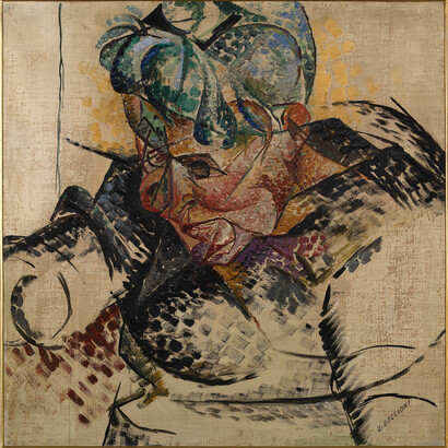 Umberto Boccioni, Studio di testa – La madre, 1912, olio e tempera su tela, 60 x 60 cm. 
Museo del Novecento, Milano. © Comune di Milano – Tutti i diritti riservati / Mondadori Portfolio Electa. Foto Luca Carrà
