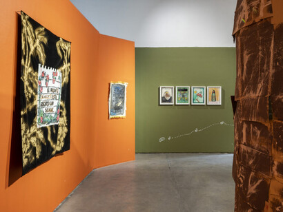 Wiki Pirela, Acto de fe, vista de exhibición. Cortesía de ABRA
