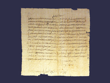 Papiro con istruzioni al fattore Heronicus su propaggiamento delle viti, P. Flor. II 148, da Theadelphia, 265-66 dc. Biblioteca Medicea Laurenziana, Firenze, Italia