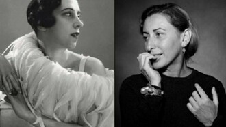 George Hoyningen-Huené (Russian, 1900–1968)Portrait of Elsa Schiaparelli, 1932 Courtesy of Hoyningen-Huené/Vogue/Condé Nast Archive Copyright © Condé Nast and Guido Harari (Italian, born Cairo, 1952) Portrait of Miuccia Prada, 1999 Courtesy of Guido Harari/Contrasto/Redux