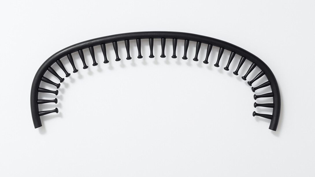 Ricky Swallow, Hanging Bow with Pegs, 2018, patinated bronze, 36.2 x 91.4 x 3.2 cm, 14 1/4 x 36 x 1 1/4 ins, copyright the artist, courtesy Stuart Shave/Modern Art, London