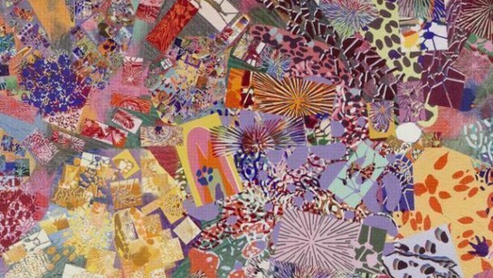 Bernard Cohen, Seven Places 1977 - 1979, acrylic on linen, 92 x 183cm