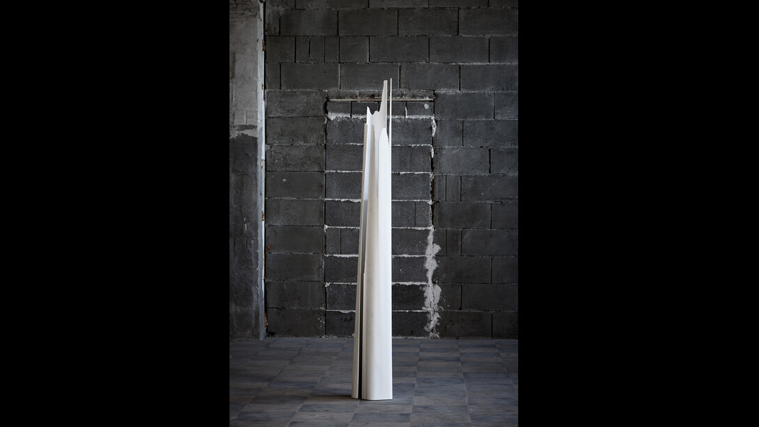 Herbert Golser, Crumbling Peaks III, 2018, Marble and Lead, 180x28x21cm