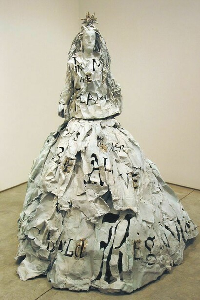 Lesley Dill, Woman in Star Dress, 2011, Unique cast bronze, 62 x 52 x 52 inches, Courtesy of the artist and George Adams Gallery, New York