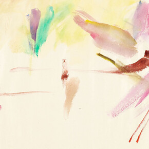 Maria Lassnig 
Zarter Mittelpunkt (Delicate Centre)
1961
Watercolour on cardboard
63 x 85.6 cm / 24 3/4 x 33 3/4 in
© Maria Lassnig Foundation
Courtesy the Foundation and Hauser & Wirth
Photo: Roland Krauss 
