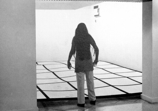 Eugenio Espinoza, Impenetrable, 1972
Installation view Impenetrable, Ateneo de Caracas, 1972. Acrylic on muslin, wood, 26 1/8 x 30 1/2 feet., Courtesy the artist