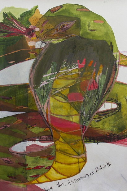 Gina Magid, Cobra, 2013, Oil paint and charcoal on paper, 50 x 38 in (127 x 97 cm)