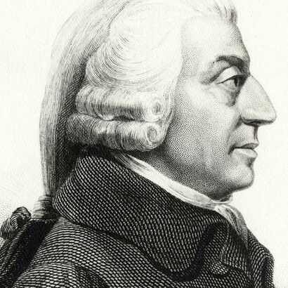 Profilo di Adam Smith  (1723 – 1790). La raffigurazione originale di Smith fu creata nel 1787 da James Tassie sotto forma di medaglione