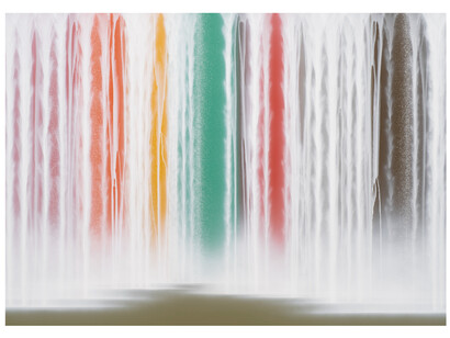 Hiroshi Senju, Waterfall on Colors, 2023, pigments on Japanese mulberry paper mounted on board, 63.8x89.5 inches/ 162x227 cm. Courtesy of the artist and Sundaram Tagore Gallery, London

