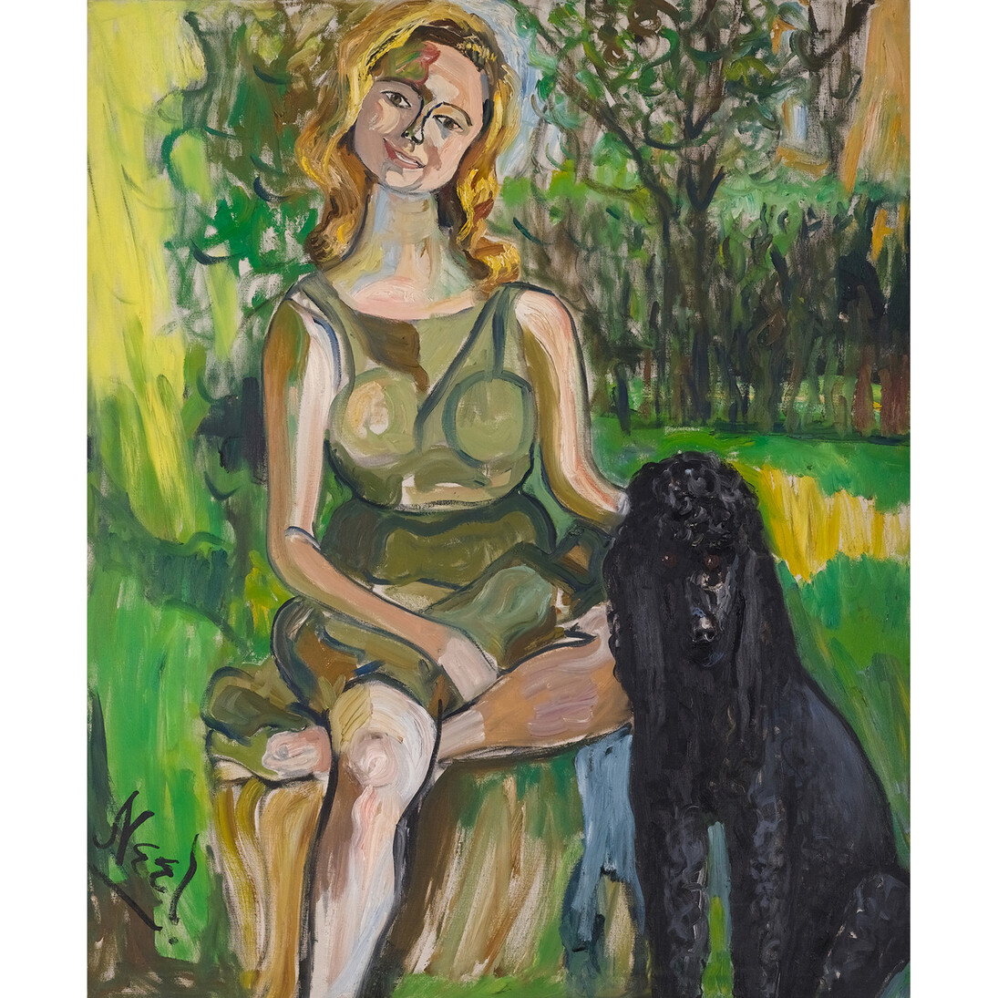 Alice Neel, Carol with a Dog, 1962, Oil on canvas, 116.81 x 96.8 cm, 46 x 38 1/8 in, Courtesy the Artist's Estate and Victoria Miro, London © The Estate of Alice Neel