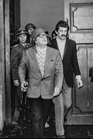 Famous 'last photo' of Salvador Allende, the Chilean president who killed himself in the 1973 coup leaving La Moneda, the Presidential palace 