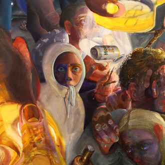 Bonefire, 2017, olio su tela, 152x82.88cm. 