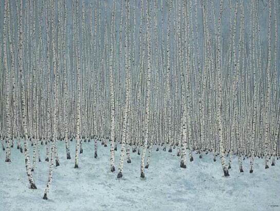Stéphane E. Dumas, Hiver, forêt, 2014, Oil on Paper, 32" x 43"